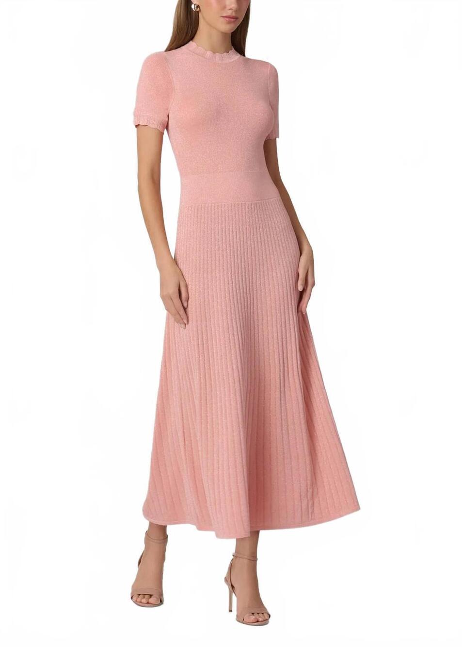 NEW SHOSHANNA darby knit midi dress in soft peach